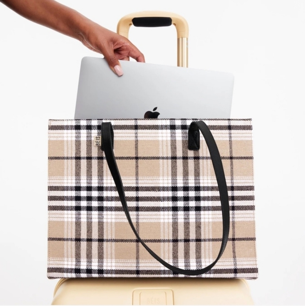 BEIS PLAID WORK TOTE